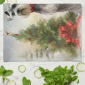 Linge De Cuisine Schnauzer Chien à Noël de neige (Plié)