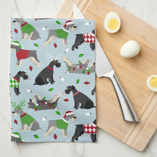 Linge De Cuisine Schnauzer de Noël (Quart Plié)