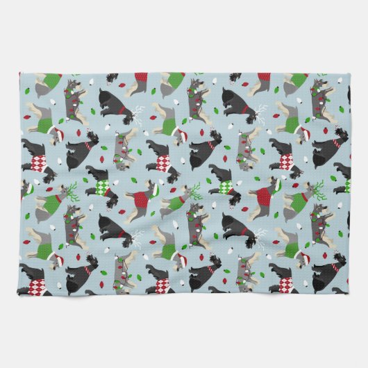 Linge De Cuisine Schnauzer de Noël (Horizontal)
