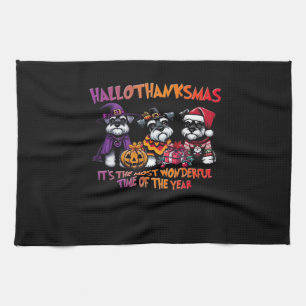 Linge De Cuisine Schnauzer Halloween Thanksgiving Noël Classique