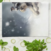 Linge De Cuisine Schnauzer miniature neige de Noël hiver (Plié)