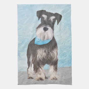 Linge De Cuisine Schnauzer (Miniature) Peinture - Chien original mi
