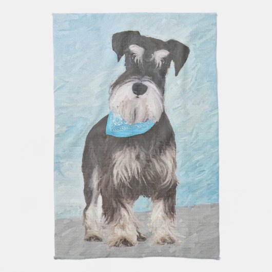 Linge De Cuisine Schnauzer (Miniature) Peinture - Chien original mi (Vertical)