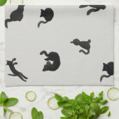 Linge De Cuisine Schwarze Katzen Aquarell Muster (Plié)
