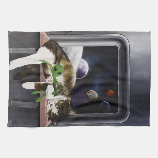 Linge De Cuisine Sci-Fi Cute Chat (Horizontal)