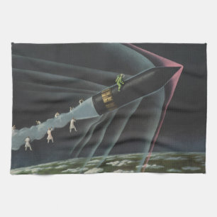 Linge De Cuisine Science-fiction vintage d'un astronaute chevauchan