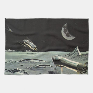 Linge De Cuisine Science-fiction vintage, fusées spatiales Lune Pla