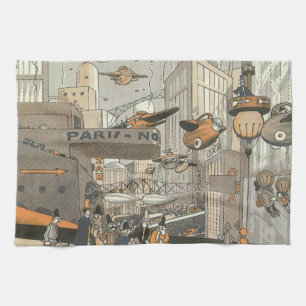 Linge De Cuisine Science-fiction vintage Paris urbain, Steampunk