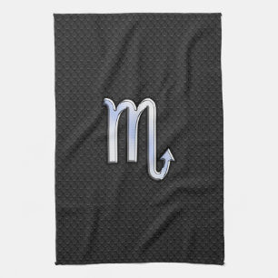 Linge De Cuisine Scorpio Zodiac Chrome Comme Symbole Serpent Noir D