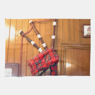 Linge De Cuisine Scotland Bagpipe Tartan Plaid Instrument de musiqu