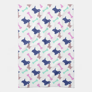 Linge De Cuisine Scottish Terrier Bones choisir la couleur Serviett