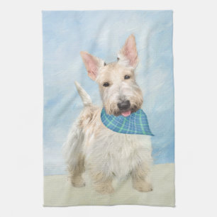 Linge De Cuisine Scottish Terrier Wheaten Dog Painting Art original