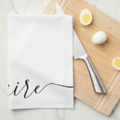 Linge De Cuisine Script de calligraphie noir et blanc Nom personnal (Quart Plié)