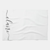 Linge De Cuisine Script de calligraphie noir et blanc Nom personnal (Horizontal)