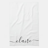Linge De Cuisine Script de calligraphie noir et blanc Nom personnal (Vertical)