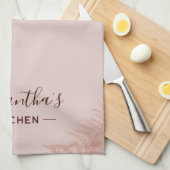 Linge De Cuisine Script Fleur Rose Terracotta Personnalisé (Quart Plié)