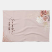 Linge De Cuisine Script Fleur Rose Terracotta Personnalisé (Horizontal)