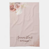 Linge De Cuisine Script Fleur Rose Terracotta Personnalisé (Vertical)
