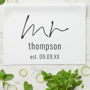 Linge De Cuisine Script moderne M. Nom Date Newlyted Keepsaké