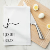 Linge De Cuisine Script moderne M. Nom Date Newlyted Keepsaké (Quart Plié)