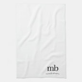 Linge De Cuisine Script moderne noir blanc tendance Monogramme init (Vertical)