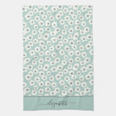 Linge De Cuisine Script Monogram Boho Vert Sage Blanc Gris Floral  (Vertical)