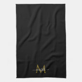 Linge De Cuisine Script Name Elegant Template Black & Gold Monogram (Vertical)