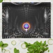 Linge De Cuisine Sculpture de guerrier foncé Art fractal (Plié)