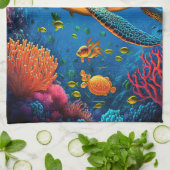 Linge De Cuisine Sea Turtle Beach House Ocean Marine Life Animaux (Plié)
