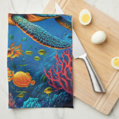 Linge De Cuisine Sea Turtle Beach House Ocean Marine Life Animaux (Quart Plié)