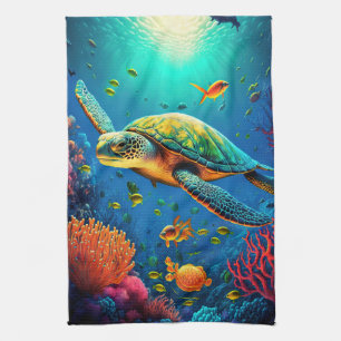 Linge De Cuisine Sea Turtle Beach House Ocean Marine Life Animaux