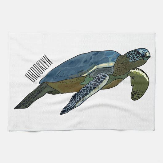 Linge De Cuisine Sea turtle cartoon (Horizontal)
