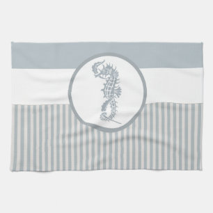 Linge De Cuisine Seahorse Bleu Classique Nautique Élégant