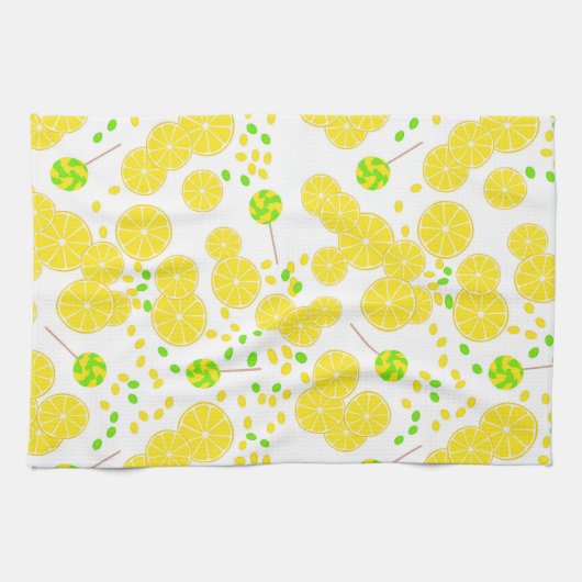 Linge De Cuisine Seamless bright lemon slices candy lollipops (Horizontal)