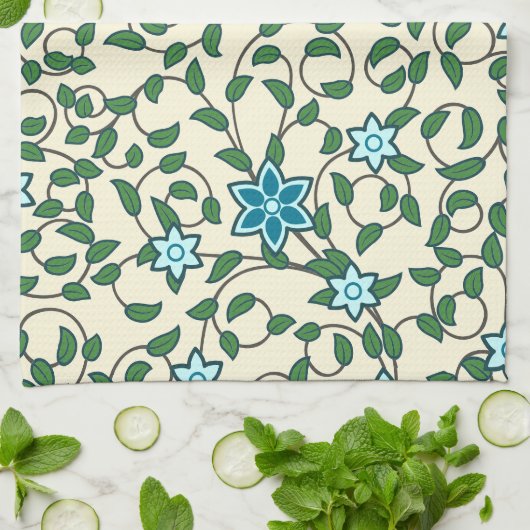 Linge De Cuisine Seamless floral pattern on beige background (Plié)