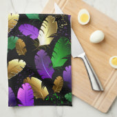 Linge De Cuisine Seamless Pattern with Mardi Gras feathers (Quart Plié)