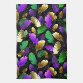 Linge De Cuisine Seamless Pattern with Mardi Gras feathers (Vertical)