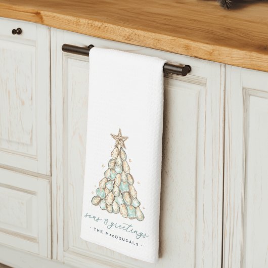 Linge De Cuisine "Seas & Greetings" Coastal Oyster Christmas Tree
