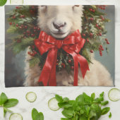 Linge De Cuisine Season's Greetings Christmas Lamb Kitchen Towel (Plié)