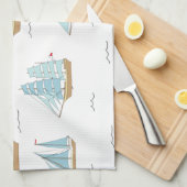 Linge De Cuisine Seatime été Cute yachts avec voile (Quart Plié)