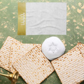 Linge De Cuisine Sédère de Pâque Hébreu Blanc et Or Classique