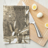 Linge De Cuisine Sepia ton cheval Brown et clôture (Quart Plié)