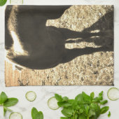 Linge De Cuisine Sepia Tone Photo de Cheval marron avec fleurs (Plié)