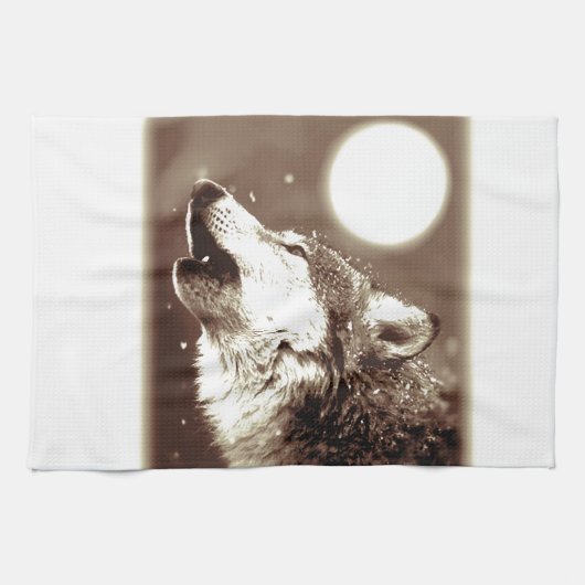 Linge De Cuisine Sepia Wolf & Moon (Horizontal)