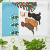 Linge De Cuisine Sept Labradors et Arbre de Noël (Plié)