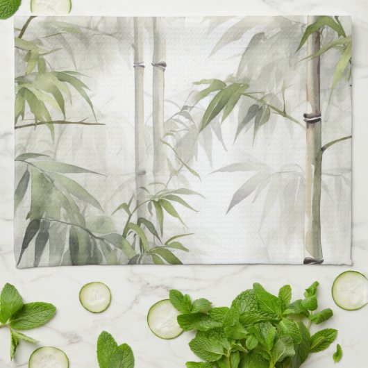 Linge De Cuisine Sérénité de bambou vert (Plié)
