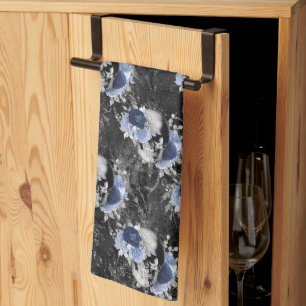 Linge De Cuisine Série Blue Floral Skull Design 1