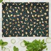 Linge De Cuisine Série Teal et Gold Leopard Design 1 (Plié)