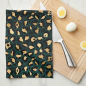 Linge De Cuisine Série Teal et Gold Leopard Design 1 (Quart Plié)