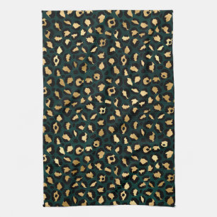 Linge De Cuisine Série Teal et Gold Leopard Design 1